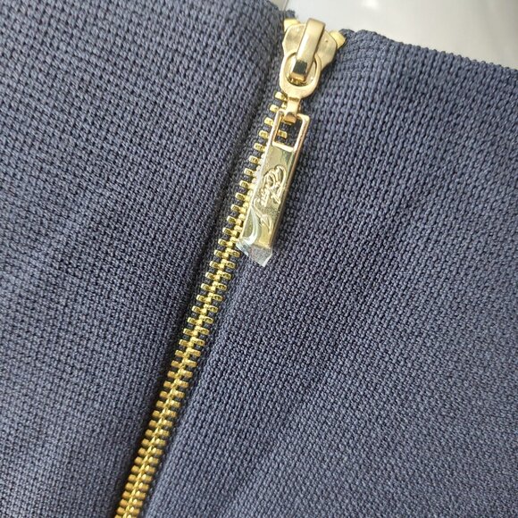 Eliza J- Blue Dress Cold Shoulder Bell Sleeve Exposed Zip Back Women's Size 12 - Picture 7 of 12